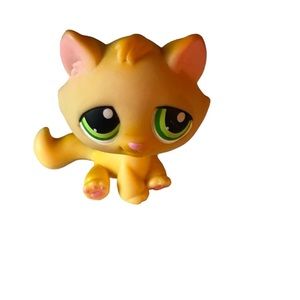 Littlest Pet Shop Yellow Cat Tabby 94 with Green Eyes Authentic Lps 2004
